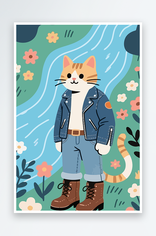 卡通猫矢量插画图形元素-众图网