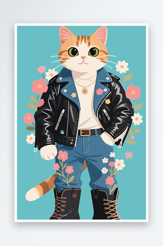 卡通猫矢量插画图形元素-众图网