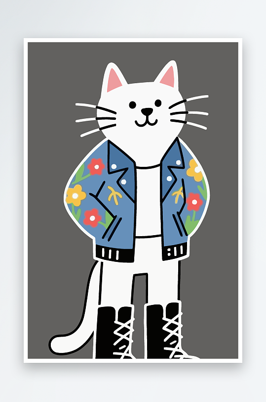 卡通猫矢量插画图形元素-众图网