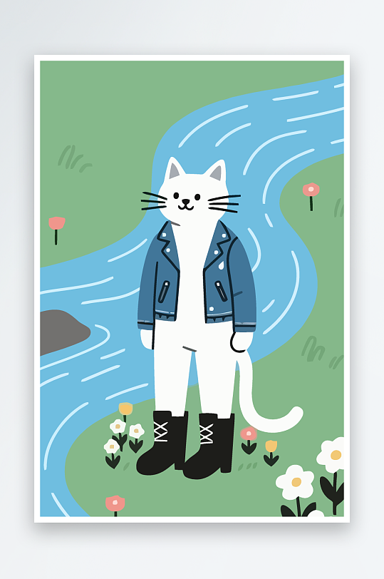 卡通猫矢量插画图形元素-众图网