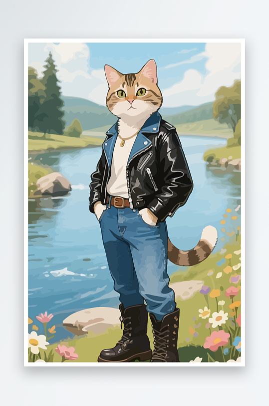 卡通猫矢量插画图形元素-众图网