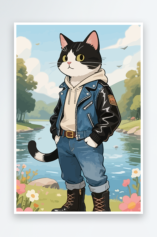 卡通猫图标矢量插画图形元素-众图网