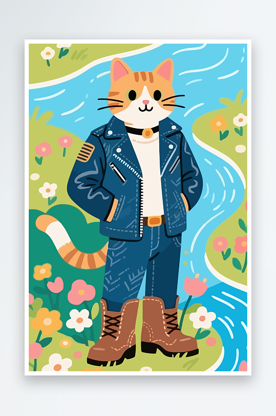 卡通猫图标矢量插画图形元素-众图网