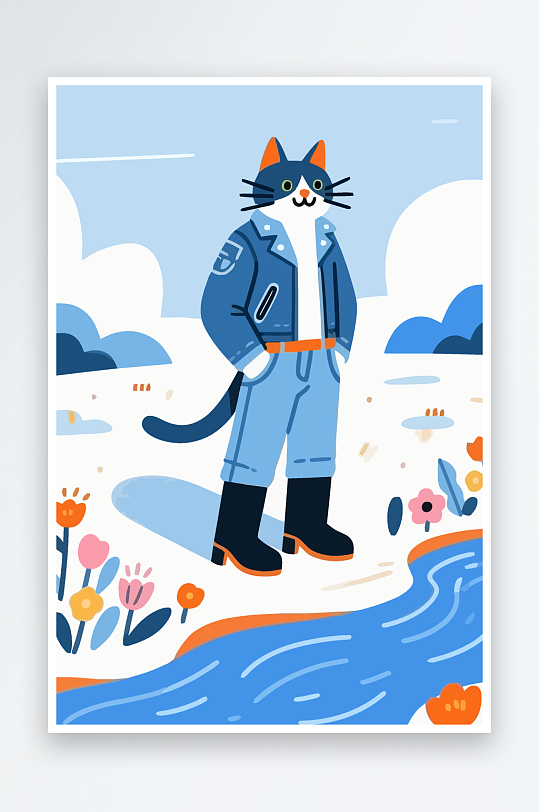 卡通猫图标矢量插画图形元素-众图网