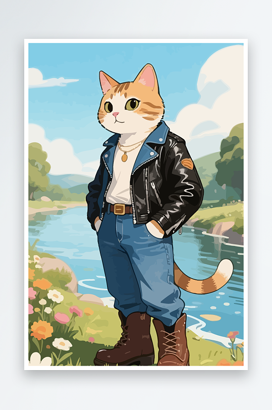 卡通猫图标矢量插画图形元素-众图网