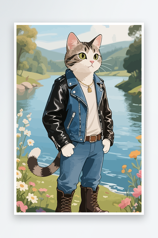 卡通猫图标矢量插画图形元素-众图网