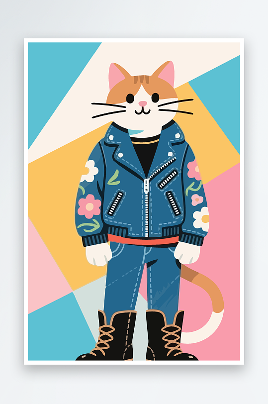 卡通猫图标矢量插画图形元素-众图网