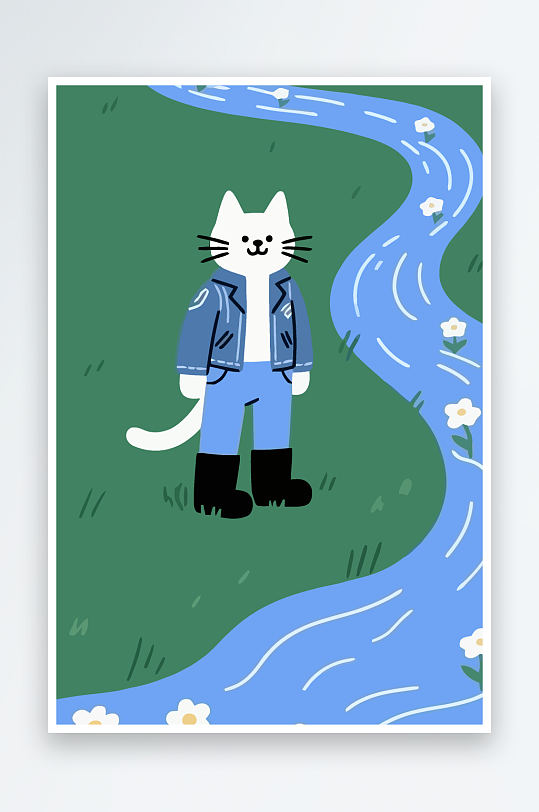 卡通猫图标矢量插画图形元素-众图网