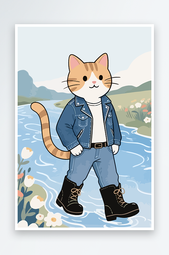 卡通猫图标矢量插画图形元素-众图网