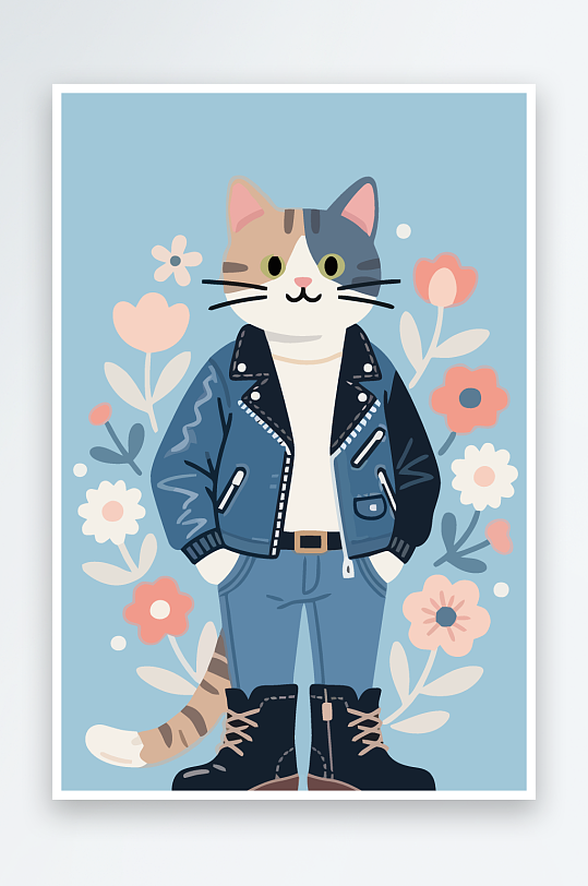 卡通猫图标矢量插画图形元素-众图网