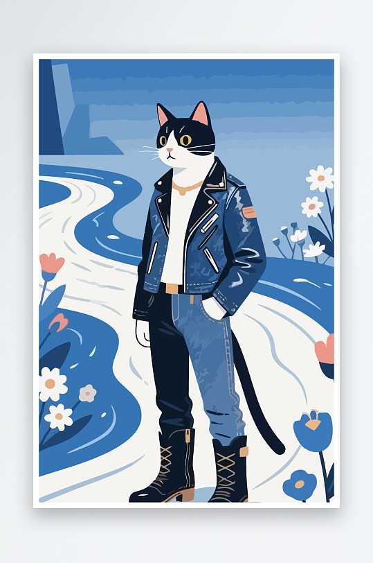 卡通猫图标矢量插画图形元素-众图网