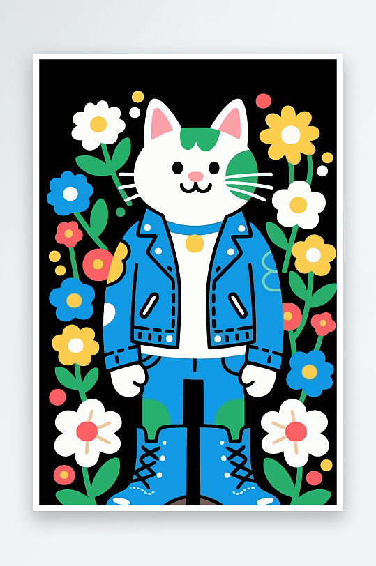 卡通猫图标矢量插画图形元素-众图网