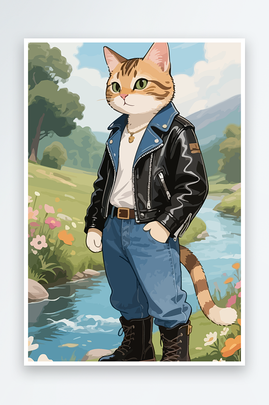 卡通猫图标矢量插画图形元素-众图网