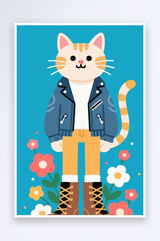 卡通猫图标矢量插画图形元素-众图网