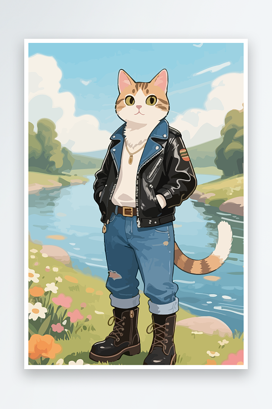 卡通猫图标矢量插画图形元素-众图网