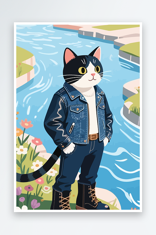 卡通猫图标矢量插画图形元素-众图网