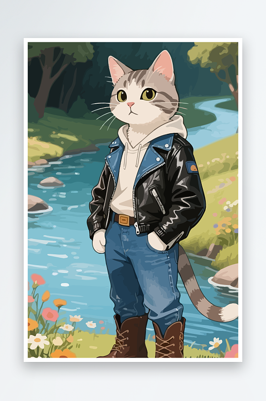 卡通猫矢量插画图形元素-众图网