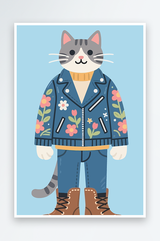 卡通猫矢量插画图形元素-众图网