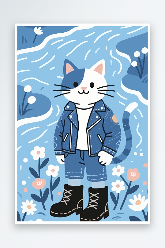 卡通猫矢量插画图形元素-众图网