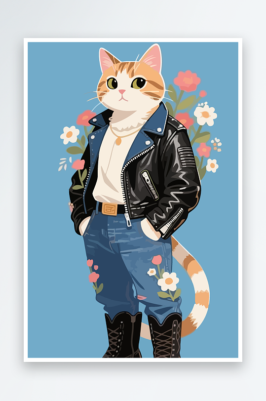 卡通猫矢量插画图形元素-众图网