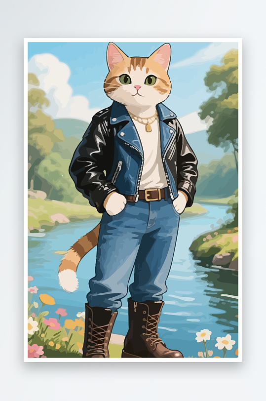 卡通猫矢量插画图形元素-众图网