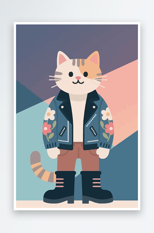 卡通猫矢量插画图形元素-众图网