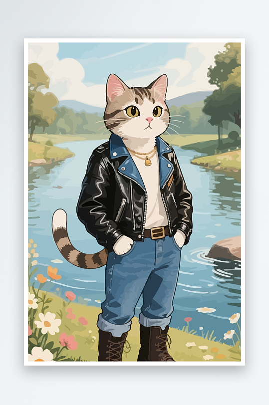 卡通猫矢量插画图形元素-众图网