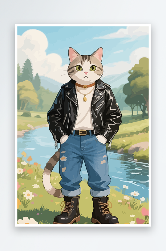 卡通猫矢量插画图形元素-众图网