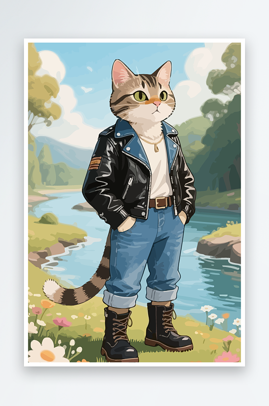 卡通猫矢量插画图形元素-众图网