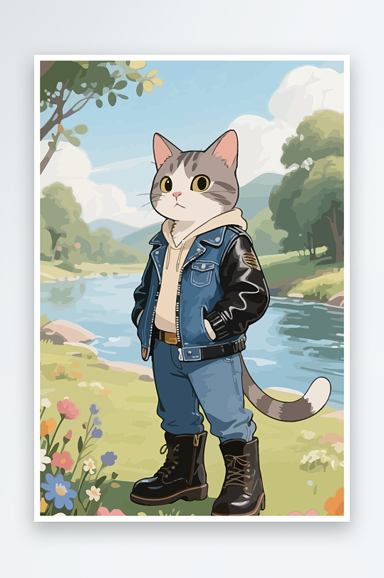 卡通猫图标矢量插画图形元素-众图网