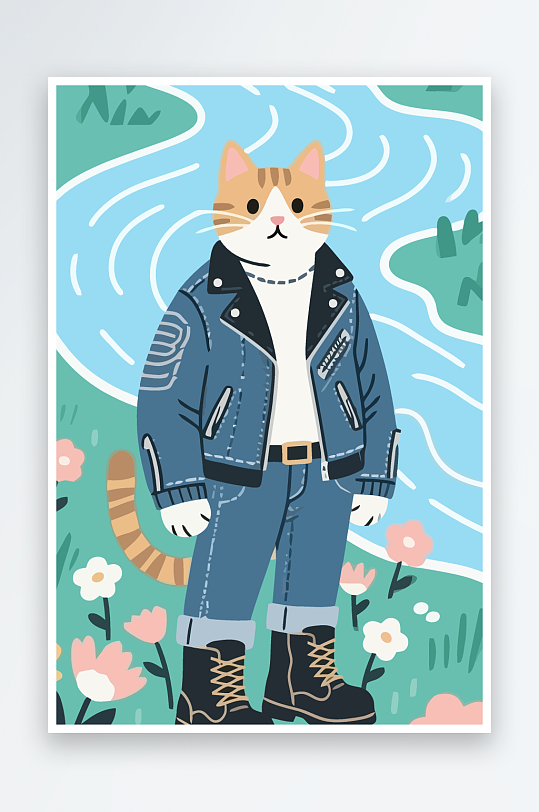 卡通猫图标矢量插画图形元素-众图网