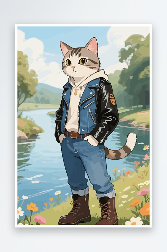 卡通猫图标矢量插画图形元素-众图网