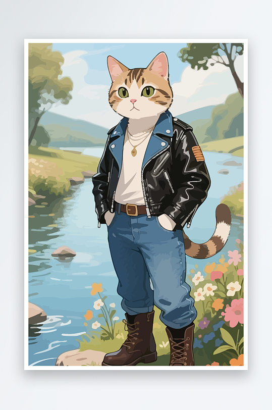 卡通猫图标矢量插画图形元素-众图网