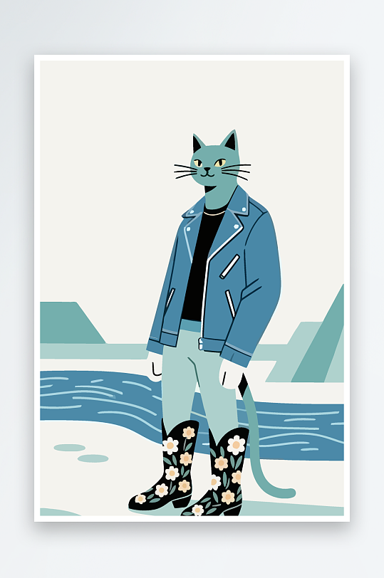 卡通猫图标矢量插画图形元素-众图网