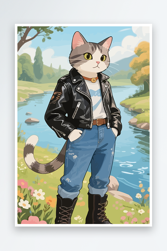 卡通猫图标矢量插画图形元素-众图网