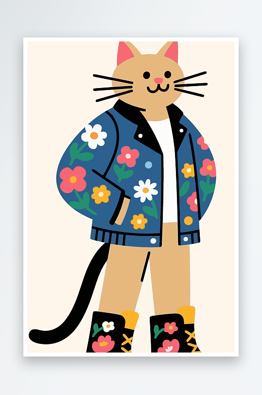 卡通猫图标矢量插画图形元素-众图网