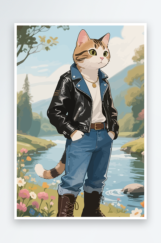 卡通猫图标矢量插画图形元素-众图网