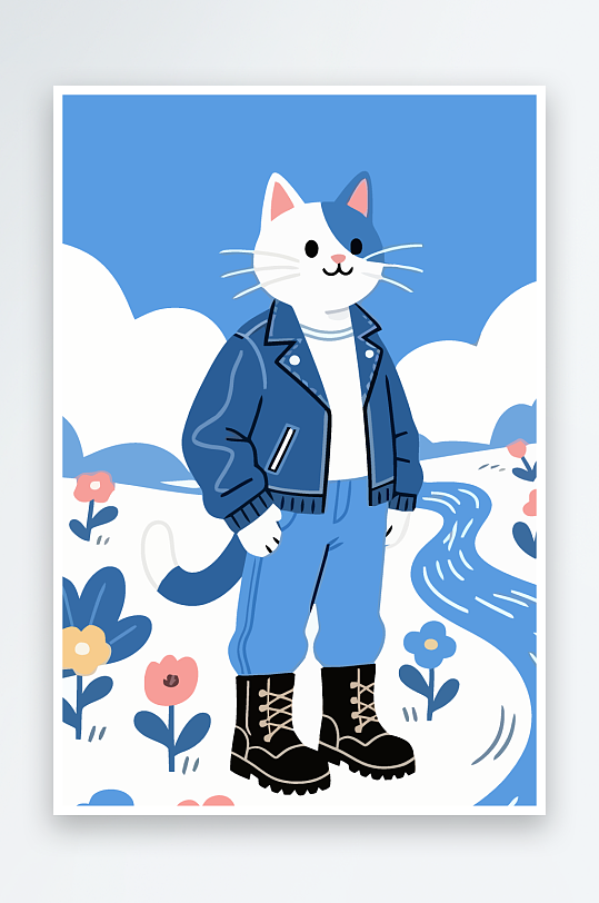 卡通猫图标矢量插画图形元素-众图网