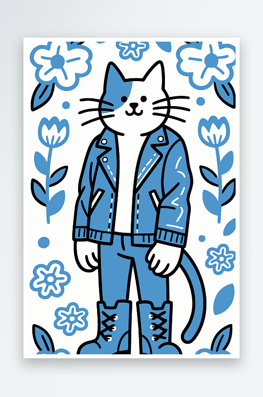 卡通猫图标矢量插画图形元素-众图网