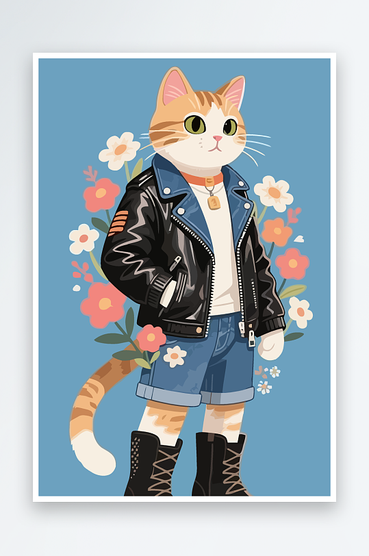 卡通猫图标矢量插画图形元素-众图网