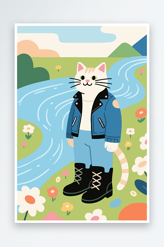 卡通猫图标矢量插画图形元素-众图网