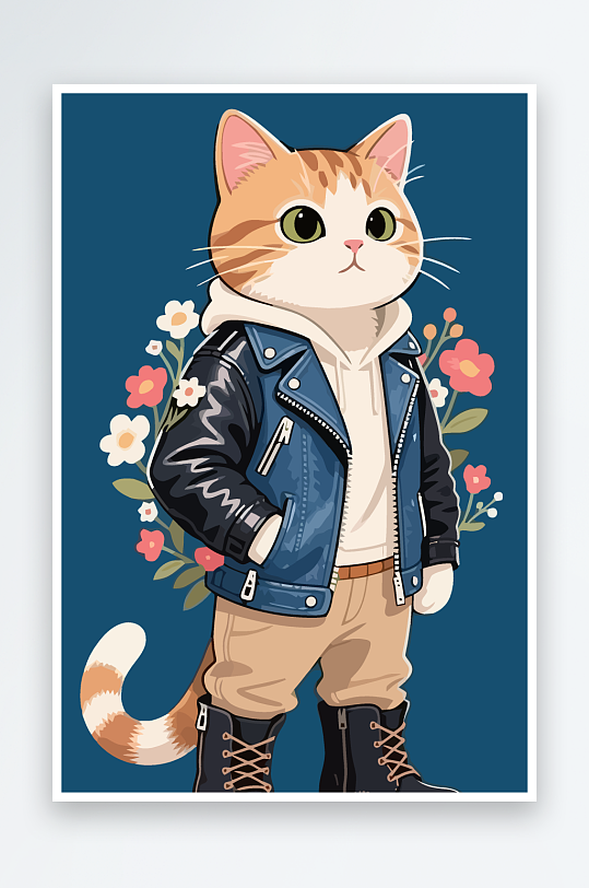 卡通猫图标矢量插画图形元素-众图网