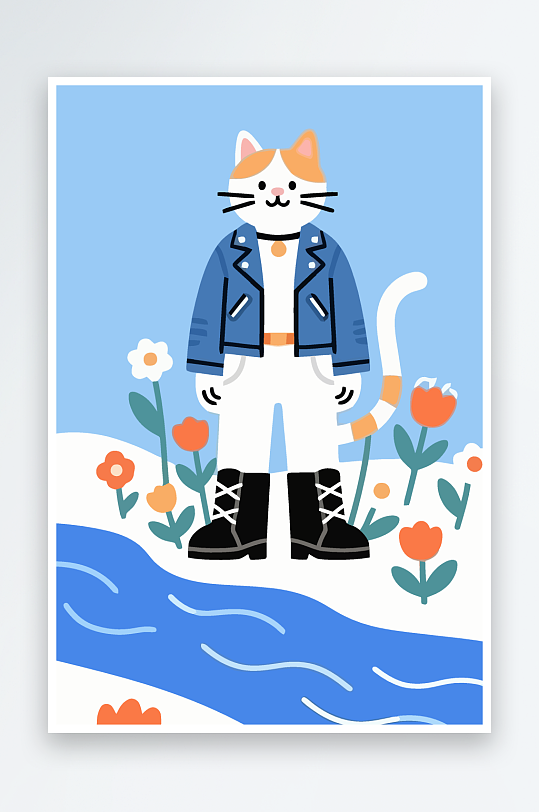 卡通猫图标矢量插画图形元素-众图网