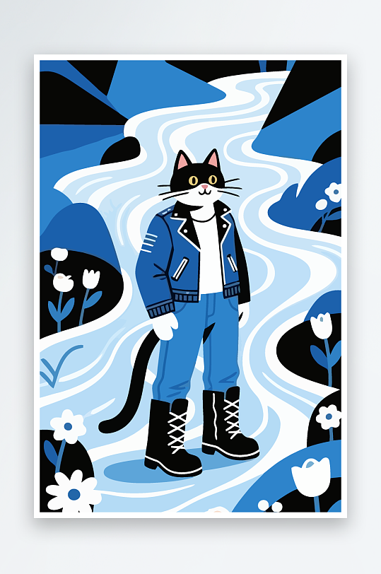 卡通猫图标矢量插画图形元素-众图网