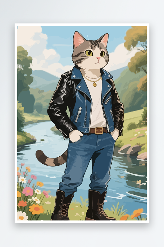 卡通猫图标矢量插画图形元素-众图网