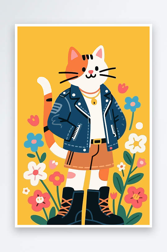 卡通猫矢量插画图形元素-众图网