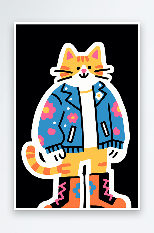 卡通猫矢量插画图形元素-众图网