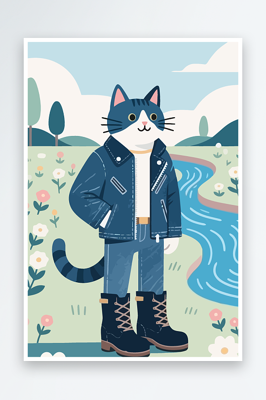 卡通猫矢量插画图形元素-众图网