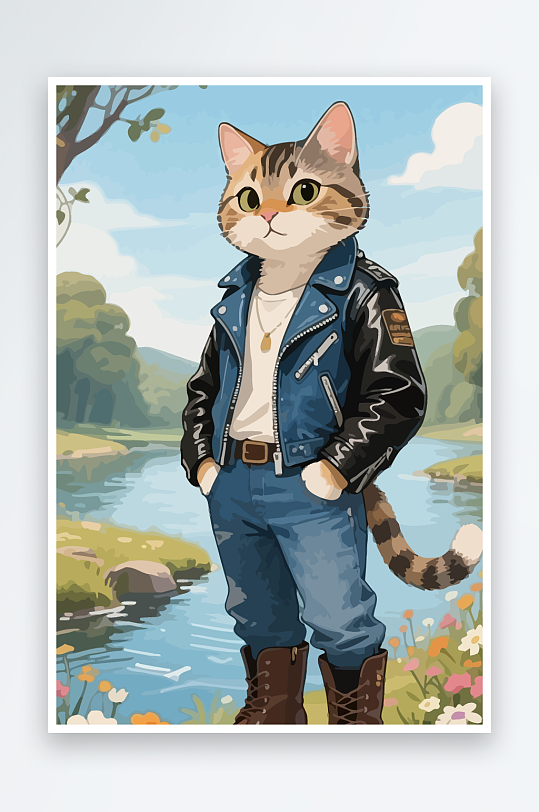 卡通猫矢量插画图形元素-众图网