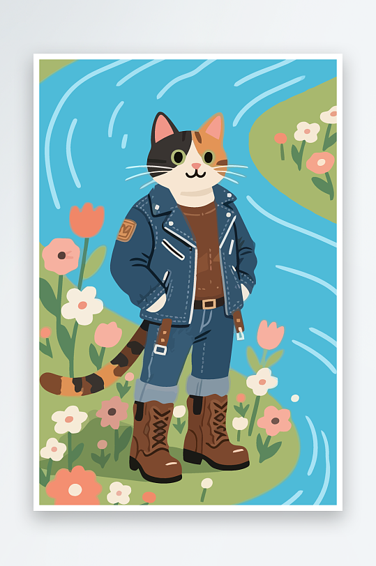 卡通猫矢量插画图形元素-众图网